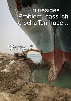 Bagger gräbt Suez-Kanal-Schiff aus meme #1