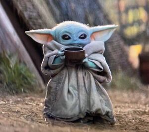 Baby Yoda trinkt Suppe: Leere Memevorlage