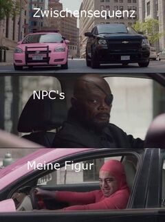 Nick Fury Looks at Pink Guy meme #1
